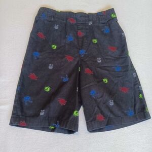 365 Kids Sz 8 Black Shorts With Fun Monsters All Over